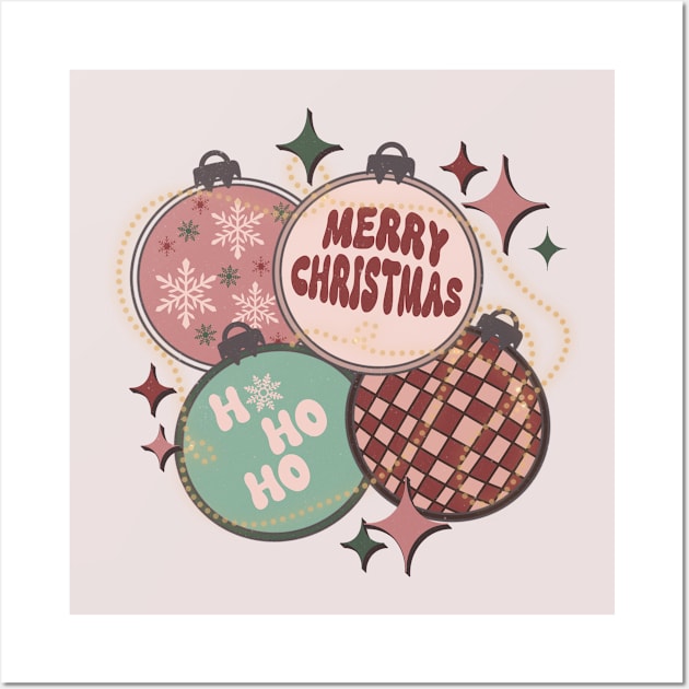 Retro Christmas Ornaments Trendy Wall Art by Mastilo Designs